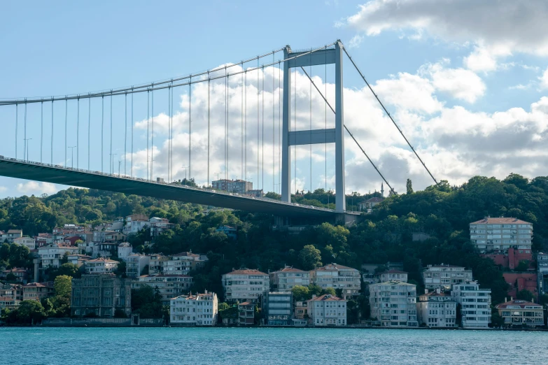 a big long bridge that is above some water