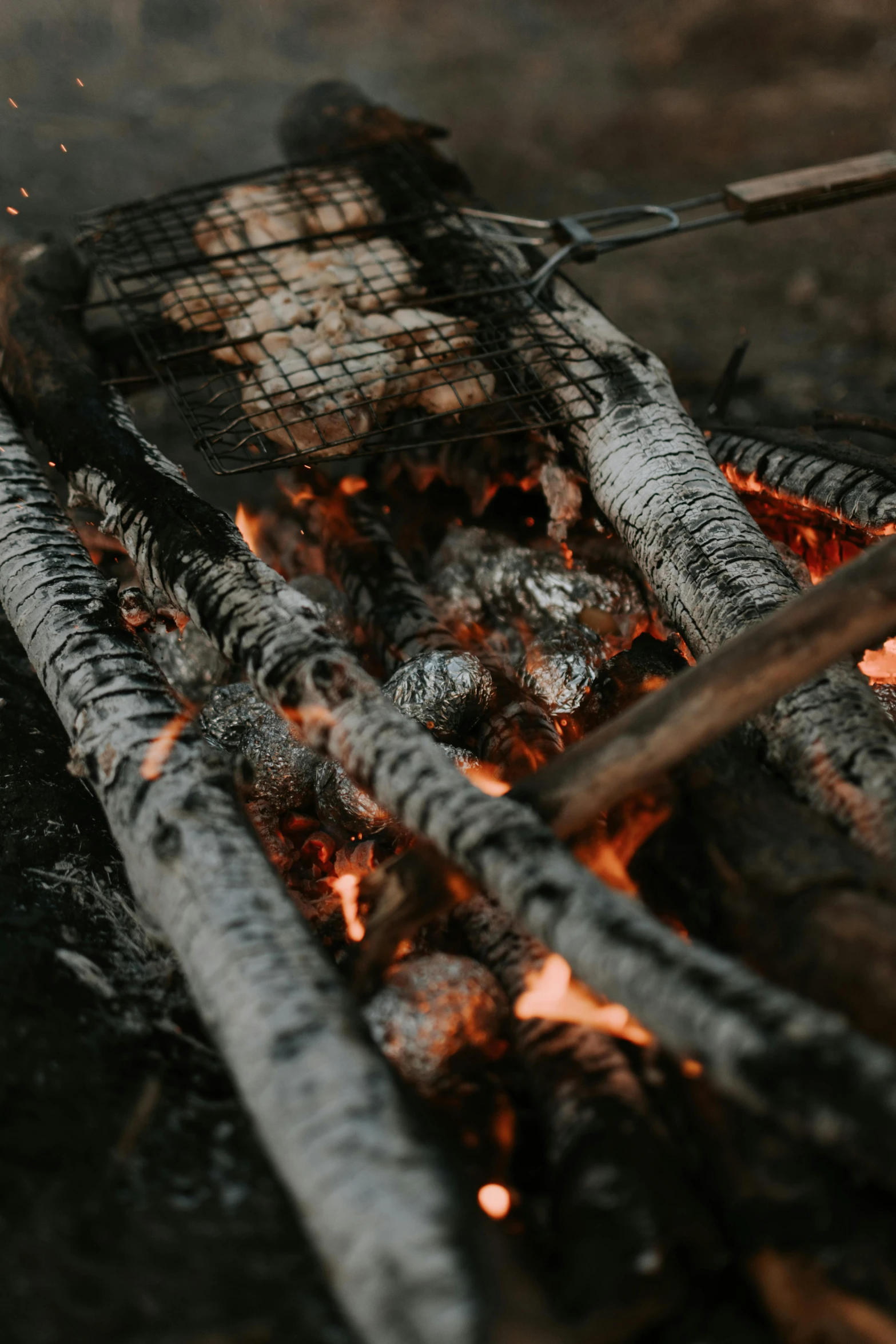 a grill is open and flame is on