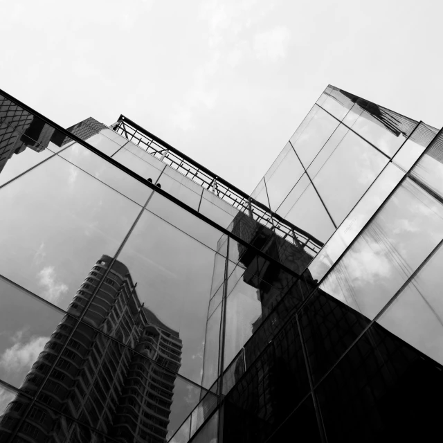 a po of the sky through several glass panels