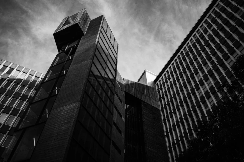 an image of building from below looking up