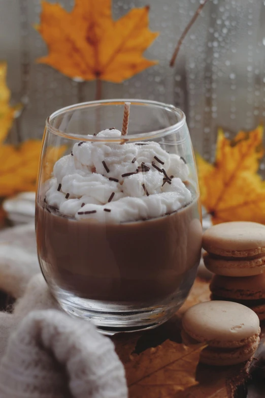 small dessert on the table with cookie and  water