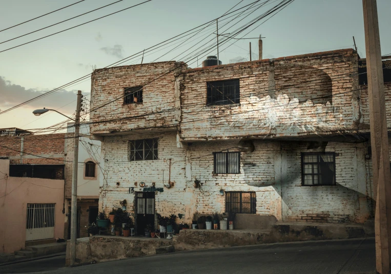 a building that has been destroyed into two stories