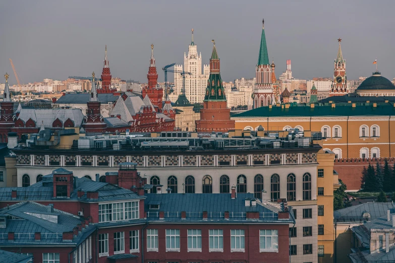 an image of old city buildings in the distance