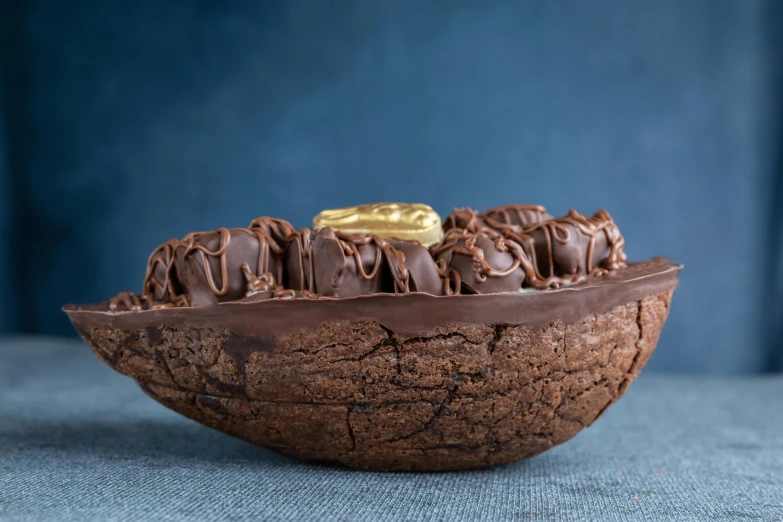 an odd looking chocolate ice cream dish, possibly it was chocolate