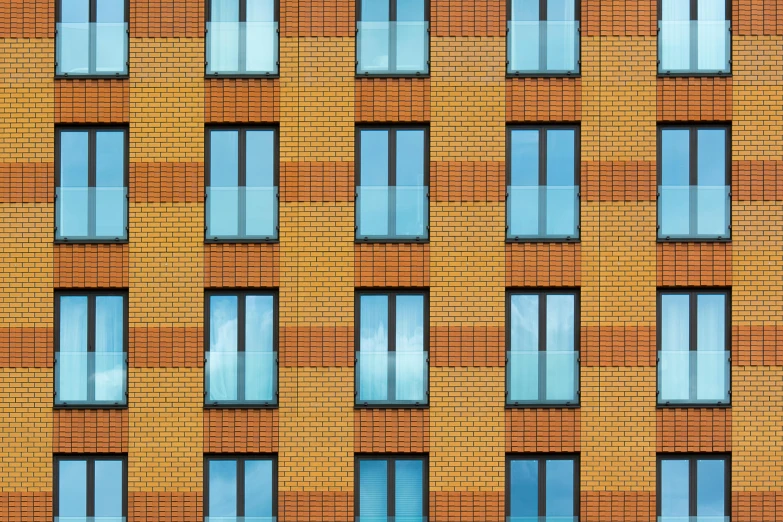 an image of brick wall with many windows
