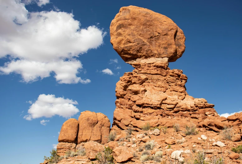 the rock formation is unique and resembles two different boulders