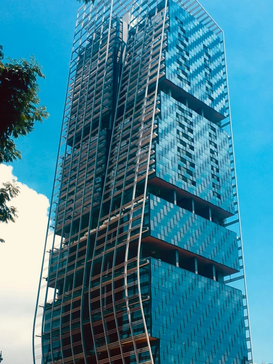 a skyscr building against the sky