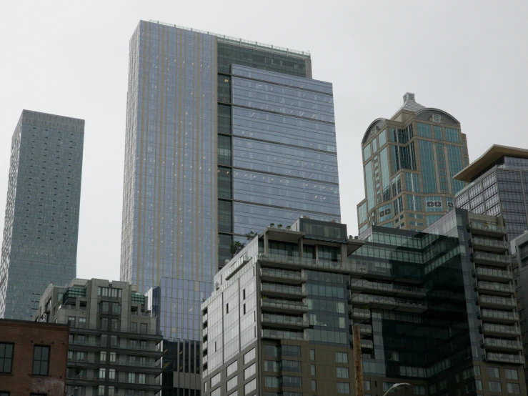 an image of a city skyline looking upward