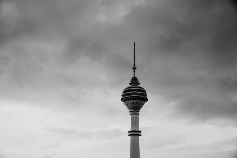 a tower with an electronic antenna on it's side