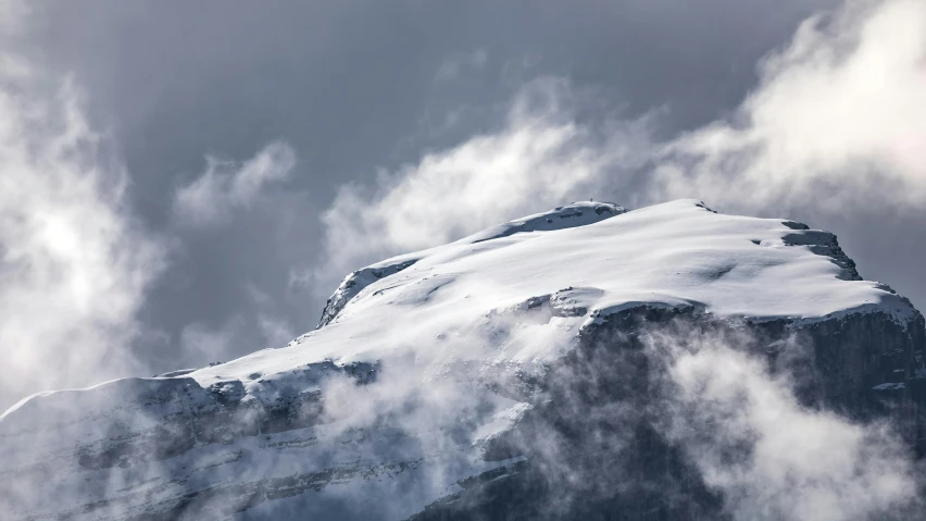 snow covered mountains on a cloudy day