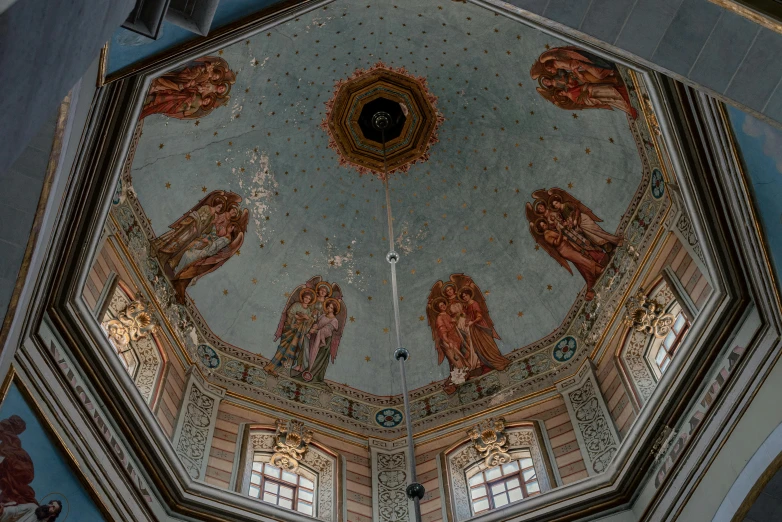 there is a beautiful ceiling in a church