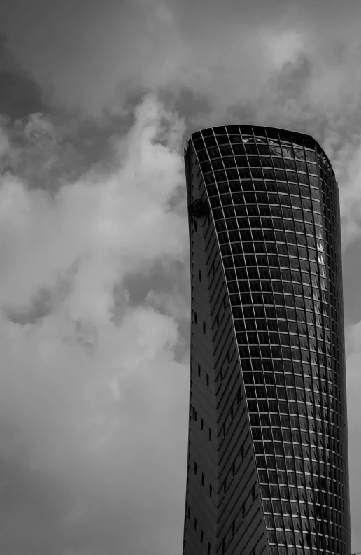 a black and white pograph of a tall building