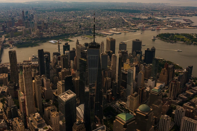 a large city with tall buildings in the center of it