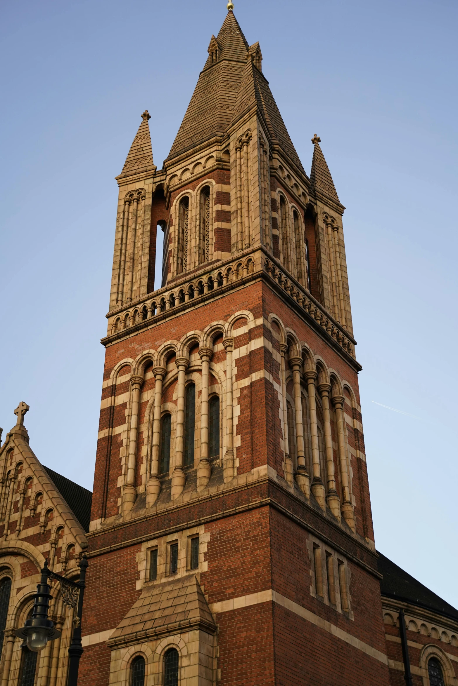 an old building that has some spires in it