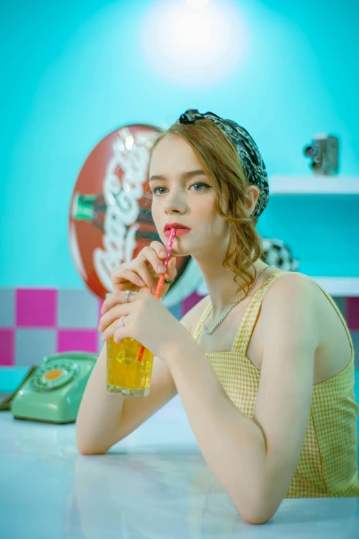 an image of a beautiful woman with soda