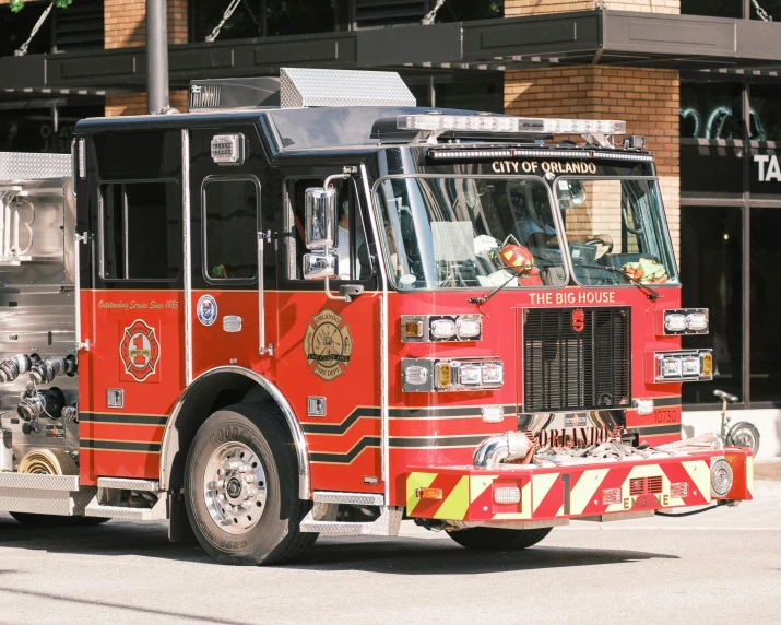 a fire truck parked on the side of a road