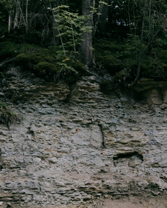 the rock - covered slope has very little water