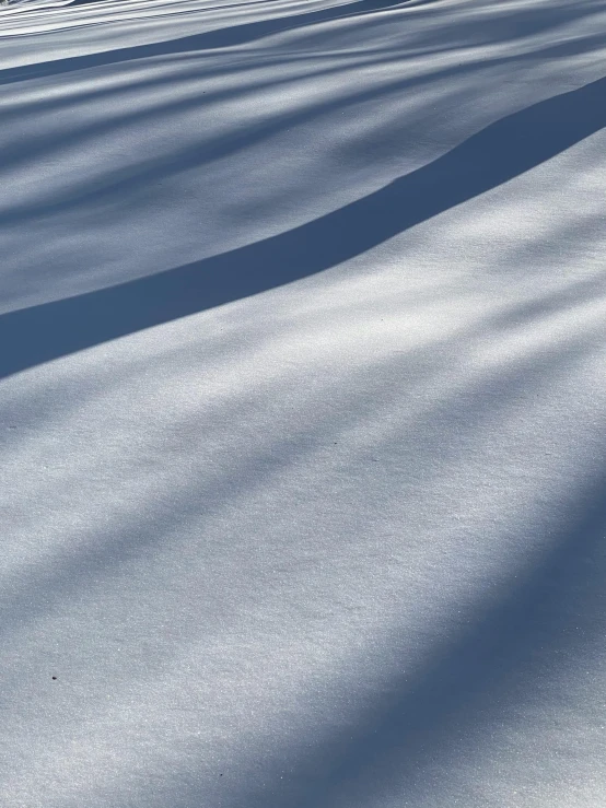 the ski trail has white snow on it