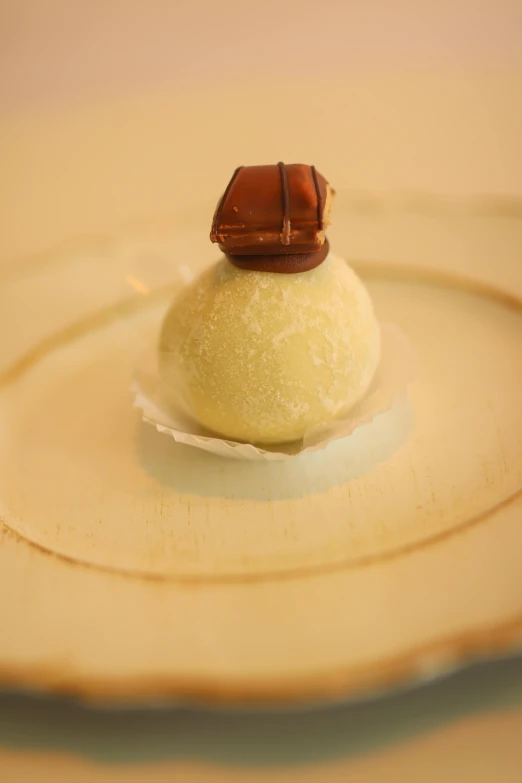 a dessert is displayed on a white plate