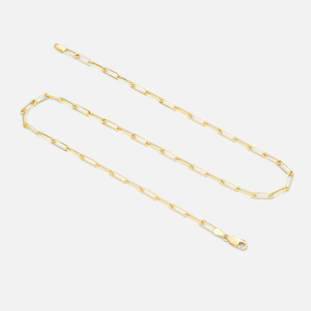 two gold - toned chains, one on a string and the other in a rectangle