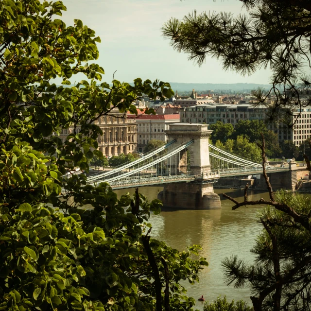 a view of a bridge from a far away