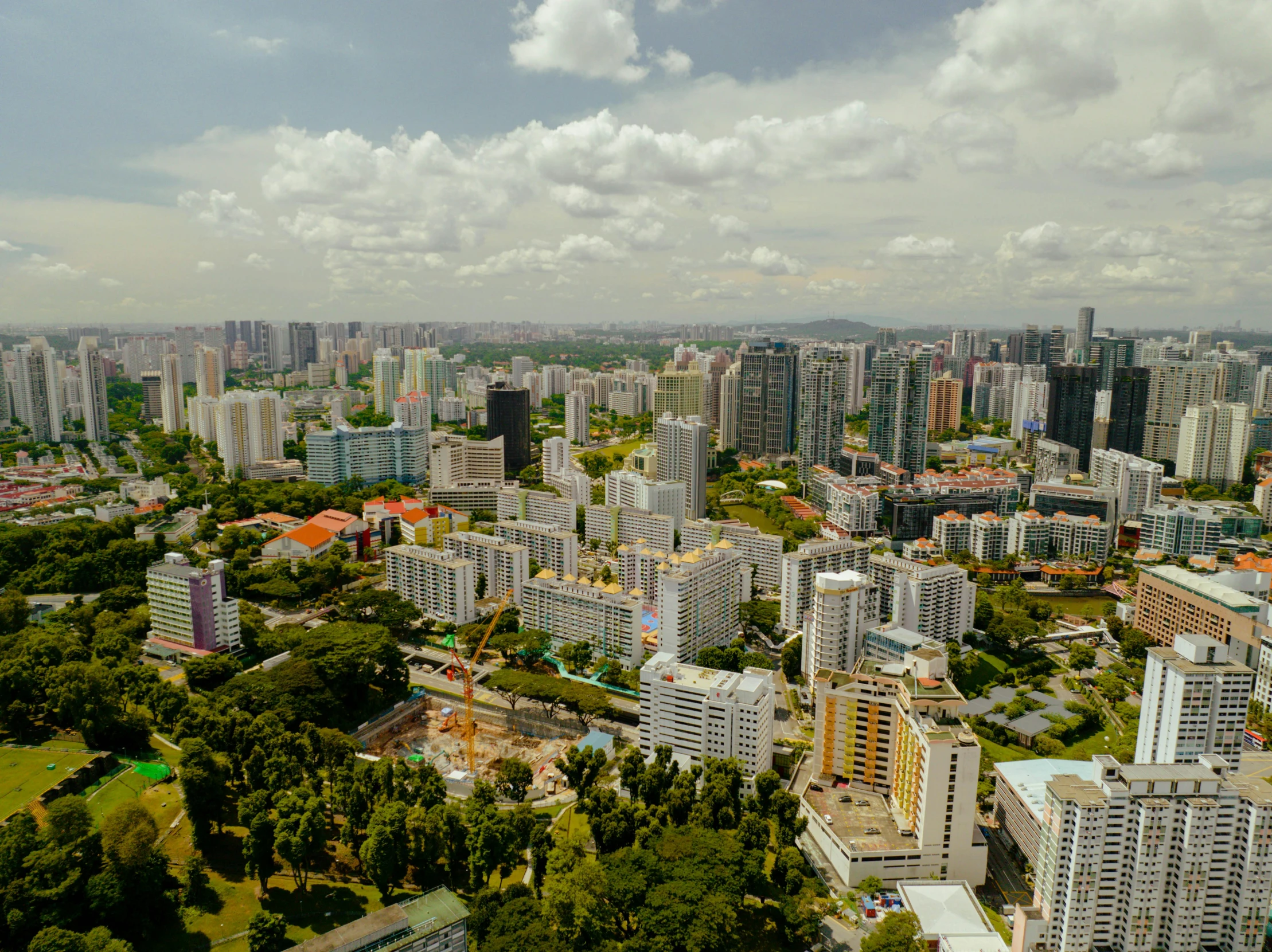 an overview view of a city from the air