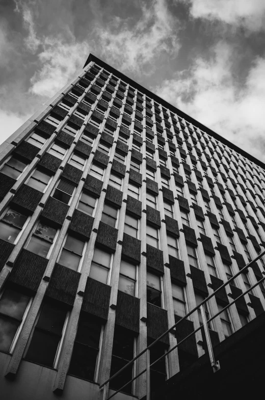 black and white po of a tall building