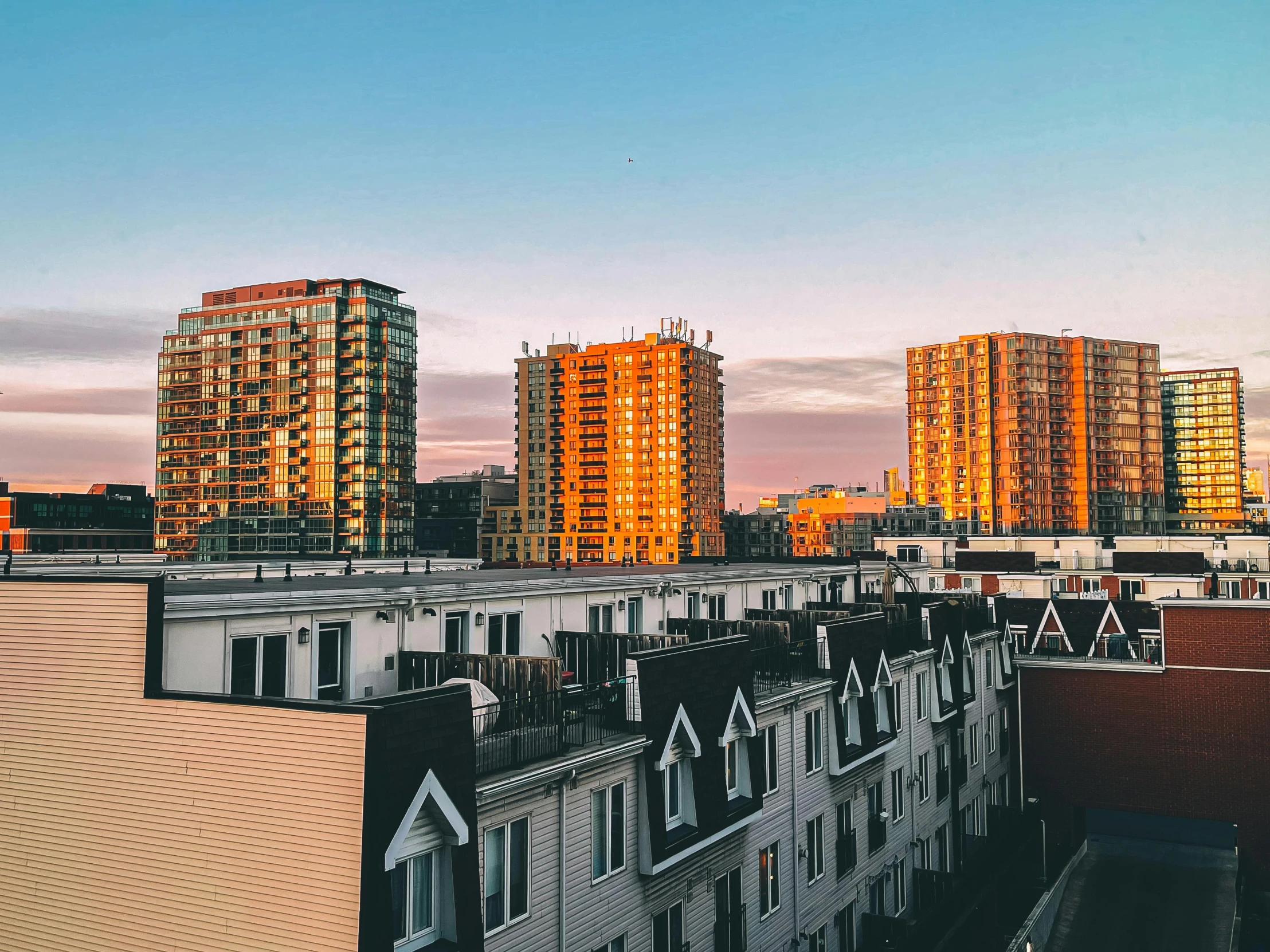 an upward s of several high rise buildings