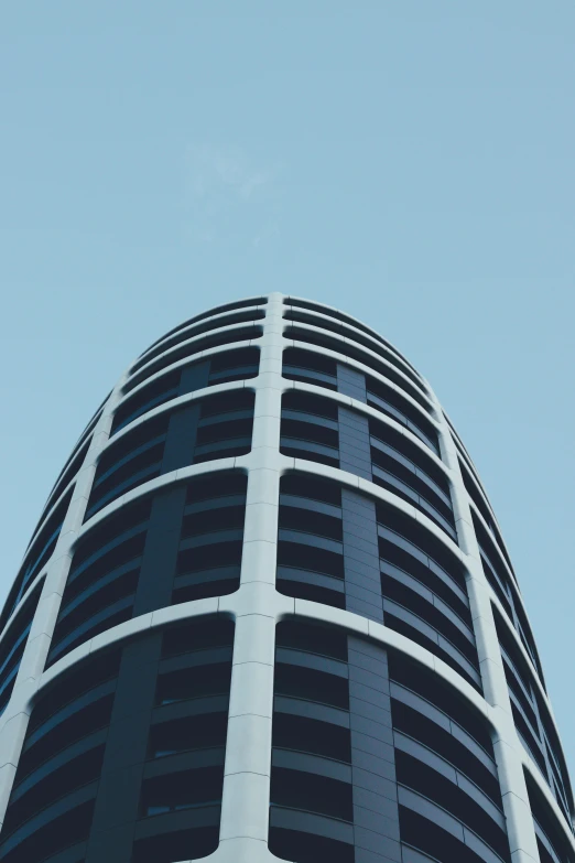 a close up view of a building from the ground