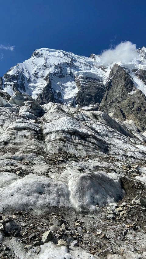 snow covered mountains are seen in this area