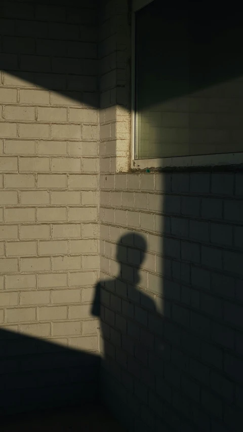 shadow of person standing outside window in building