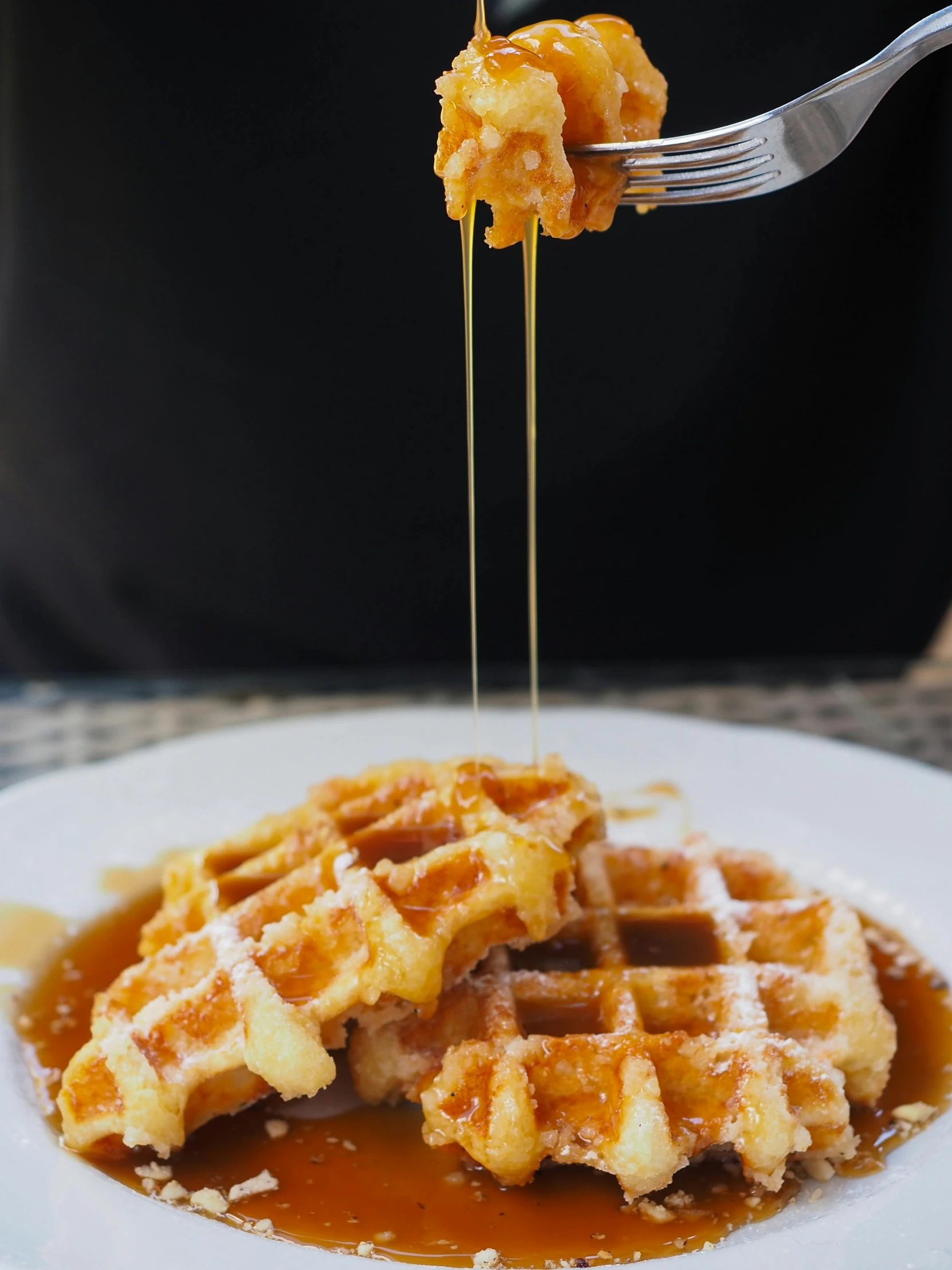 waffles with syrup on a plate ready to be eaten