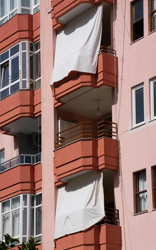 a building that has some kind of curtain in front of it