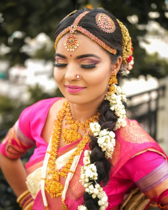 a beautiful woman with an indian hairstyle