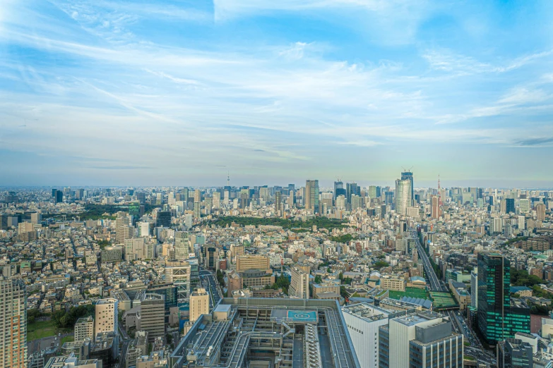 cityscape from the top of a skyscr on a cloudy day