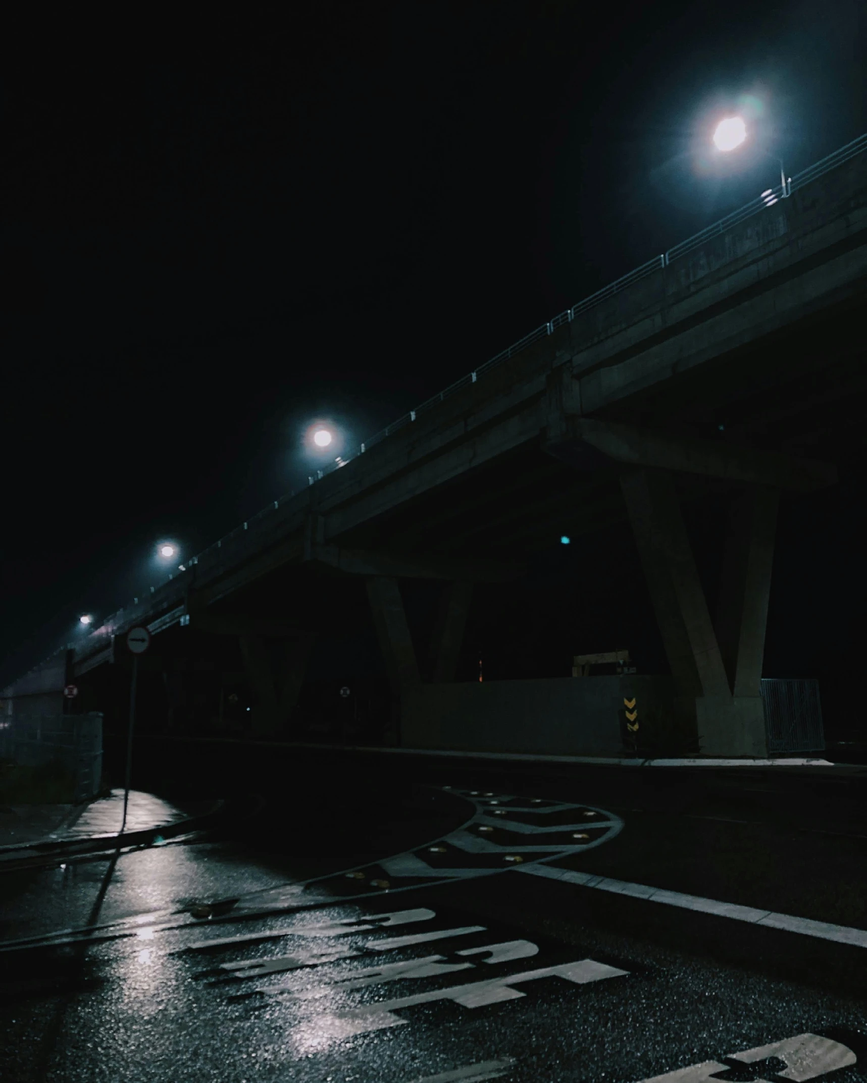 light on and around an overpass at night