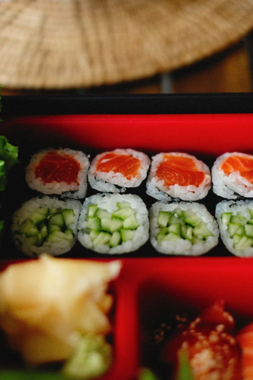 a close up of some food in a box