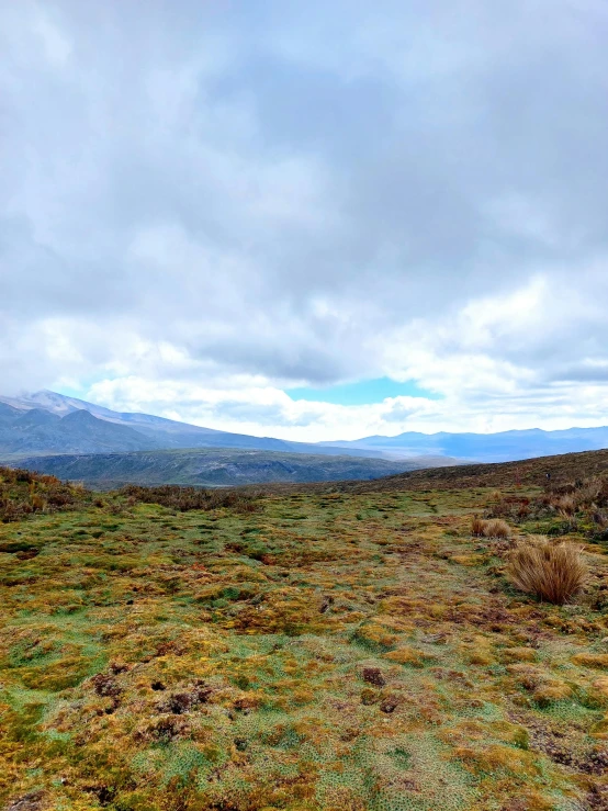 the view of hills and grasslands is very cloudy