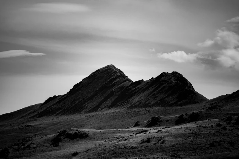 black and white pograph of a mountain