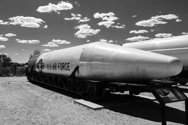 the missile on the back of a flat bed trailer