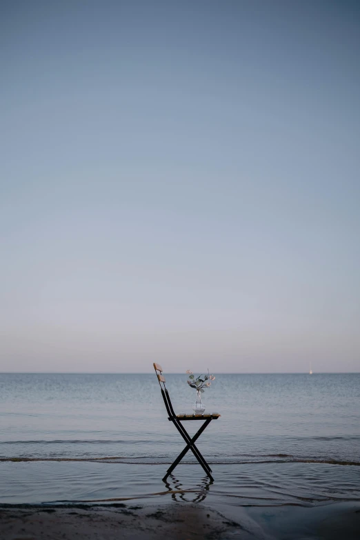 a chair with some items in the back