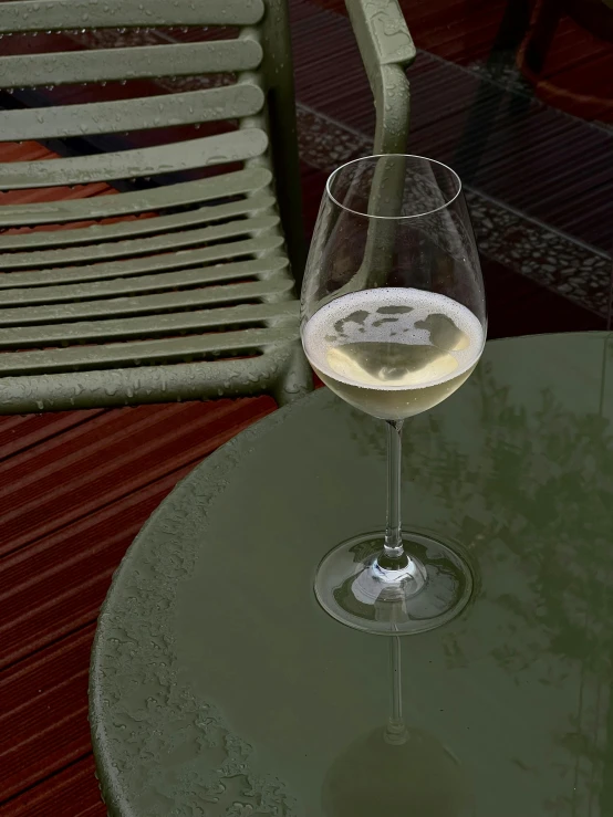 a half empty glass of wine is sitting on a table