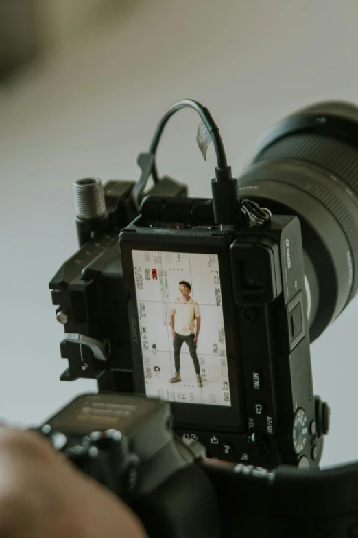 a camera with a person with a sweater on