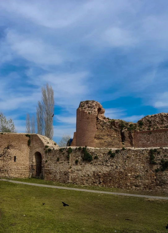 there is an ancient medieval castle built on a hill