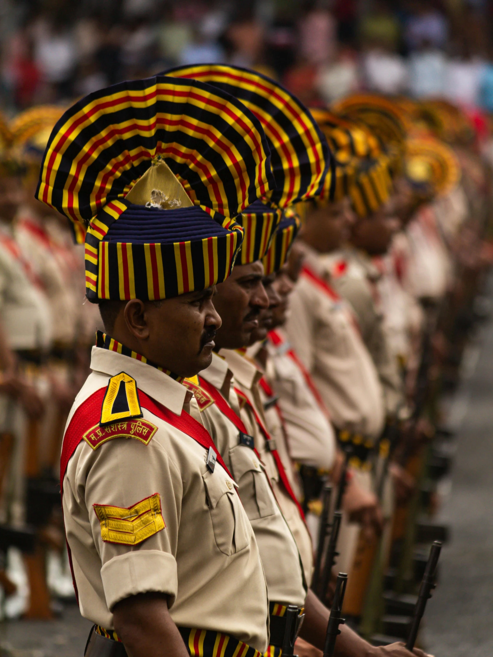 there are a bunch of men in uniform marching