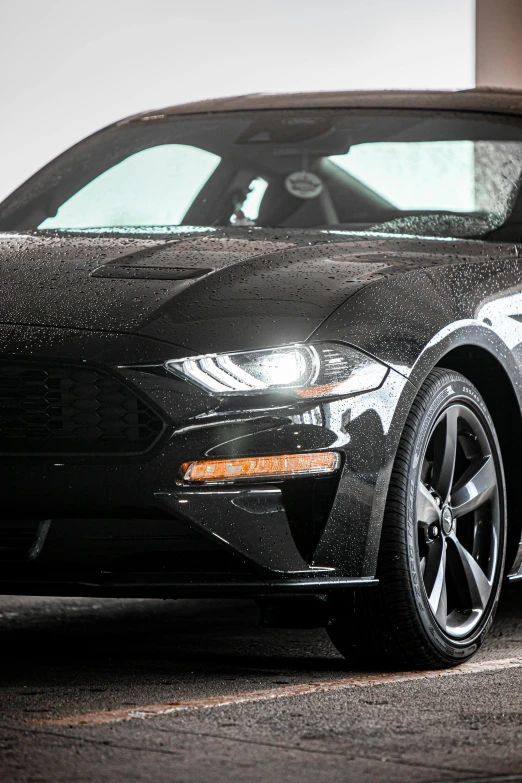 the front view of the black sports car