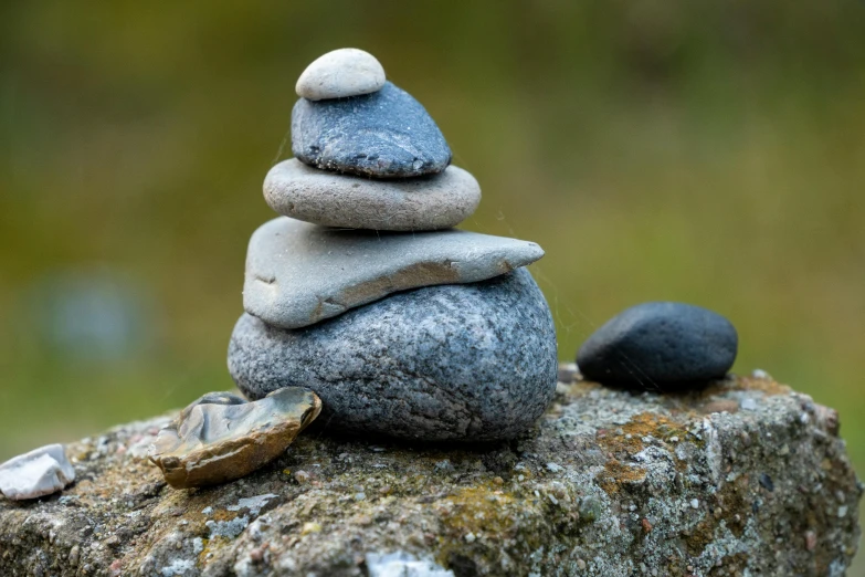 the rocks have one smaller rock on each other