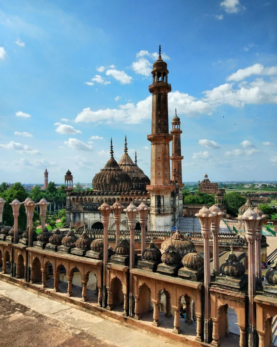 a very large brick structure with many spires