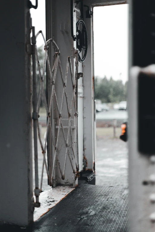 the doorway to a car that's parked in a lot