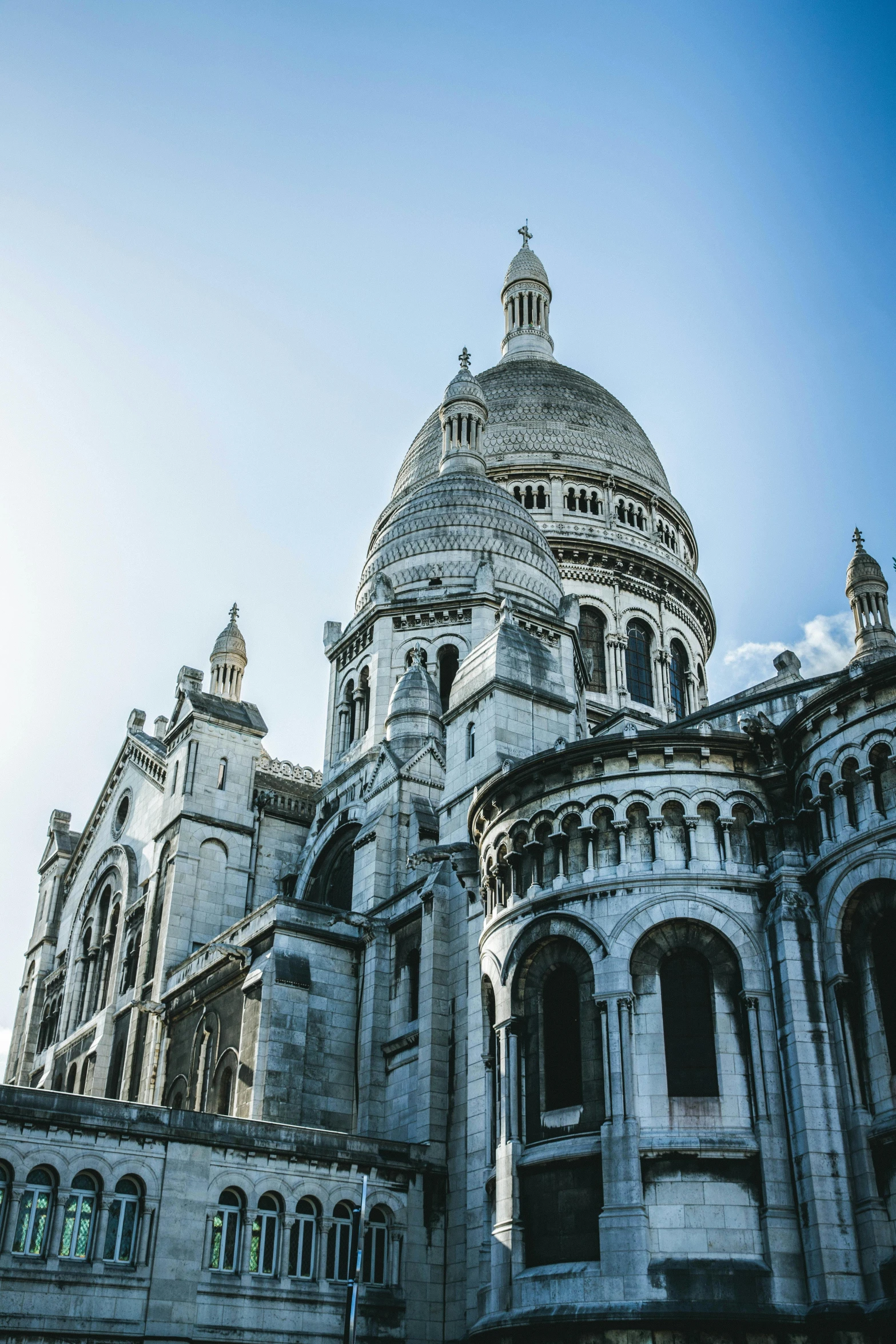 a large cathedral with tall domes on top